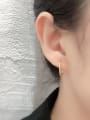 thumb 925 Sterling Silver Cubic Zirconia White Geometric Dainty Huggie Earring 3