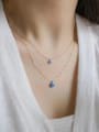 thumb 925 Sterling Silver Synthetic Opal Blue Minimalist Link Necklace 4