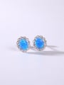 thumb 925 Sterling Silver Synthetic Opal Multi Color Minimalist Stud Earring 2