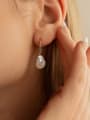 thumb 925 Sterling Silver Freshwater Pearl White Tila Bead Oval Minimalist Single Earring 2