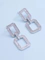 thumb 925 Sterling Silver Cubic Zirconia White Rectangle Dainty Drop Earring 0