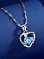 thumb 925 Sterling Silver Cubic Zirconia Blue Minimalist Lariat Necklace 2