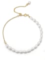 thumb 925 Sterling Silver Freshwater Pearl White Tila Bead Oval Minimalist Handmade Beaded Bracelet 0