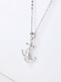 thumb 925 Sterling Silver Cubic Zirconia White Anchor Minimalist Initials Necklace 2