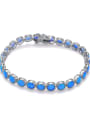thumb 925 Sterling Silver Synthetic Opal Blue Minimalist Link Bracelet 0