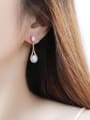 thumb 925 Sterling Silver Synthetic Opal White Minimalist Stud Earring 1