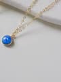 thumb 925 Sterling Silver Synthetic Opal Blue Minimalist Link Necklace 5