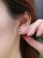 thumb 925 Sterling Silver High Carbon Diamond White Minimalist Stud Earring 1