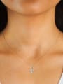 thumb 925 Sterling Silver Moissanite White Cross Minimalist Lariat Necklace 3