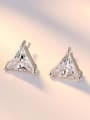 thumb 925 Sterling Silver Cubic Zirconia White Triangle Dainty Stud Earring 0