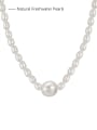 thumb 925 Sterling Silver Freshwater Pearl White Tila Bead Round Minimalist Cuban Necklace 4