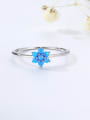 thumb 925 Sterling Silver Synthetic Opal Blue Minimalist Band Ring 1