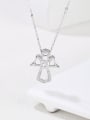 thumb 925 Sterling Silver Cubic Zirconia White Religious Minimalist Lariat Necklace 3