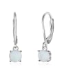 thumb 925 Sterling Silver Synthetic Opal White Minimalist Huggie Earring 0