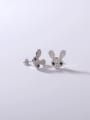 thumb 925 Sterling Silver Cubic Zirconia White Rabbit Minimalist Stud Earring 3