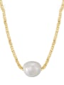 thumb 925 Sterling Silver Freshwater Pearl White Tila Bead Round Minimalist Cuban Necklace 0