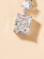 thumb 925 Sterling Silver Cubic Zirconia White Square Minimalist Drop Earring 1