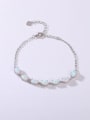 thumb 925 Sterling Silver Synthetic Opal White Minimalist Adjustable Bracelet 3