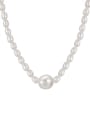 thumb 925 Sterling Silver Freshwater Pearl White Tila Bead Round Minimalist Cuban Necklace 0