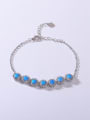 thumb 925 Sterling Silver Synthetic Opal Blue Minimalist Adjustable Bracelet 1