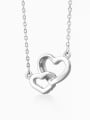 thumb 925 Sterling Silver Cubic Zirconia White Heart Minimalist Link Necklace 1