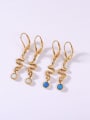 thumb 925 Sterling Silver Synthetic Opal Multi Color Snake Minimalist Drop Earring 0
