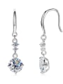 thumb 925 Sterling Silver Moissanite White Minimalist Drop Earring 0