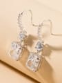 thumb 925 Sterling Silver Cubic Zirconia White Square Minimalist Drop Earring 2