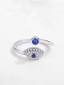 thumb 925 Sterling Silver Cubic Zirconia Blue Minimalist Band Ring 2