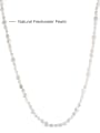 thumb 925 Sterling Silver Freshwater Pearl White Tila Bead Round Minimalist Cuban Necklace 4