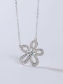 thumb 925 Sterling Silver Moissanite White Flower Minimalist Link Necklace 0