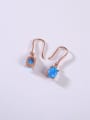 thumb 925 Sterling Silver Synthetic Opal Multi Color Minimalist Hook Earring 1