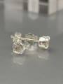 thumb 925 Sterling Silver Crystal White Round Dainty Stud Earring 2