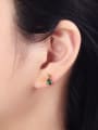 thumb 925 Sterling Silver Cubic Zirconia Green Minimalist Stud Earring 3