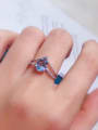 thumb 925 Sterling Silver High Carbon Diamond Blue Minimalist Band Ring 3