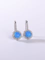 thumb 925 Sterling Silver Synthetic Opal Multi Color Minimalist Hook Earring 1