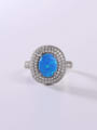 thumb 925 Sterling Silver Synthetic Opal Blue Minimalist Band Ring 1