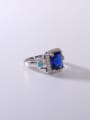 thumb 925 Sterling Silver Cubic Zirconia Blue Minimalist Band Ring 5