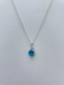 thumb 925 Sterling Silver Cubic Zirconia Blue Dainty Lariat Necklace 0