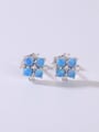 thumb 925 Sterling Silver Synthetic Opal Multi Color Minimalist Stud Earring 1