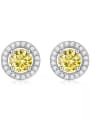 thumb 925 Sterling Silver Moissanite Yellow Dainty Stud Earring 1