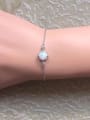 thumb 925 Sterling Silver Synthetic Opal White Minimalist Link Bracelet 3