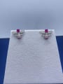thumb 925 Sterling Silver Cubic Zirconia Red Minimalist Stud Earring 2