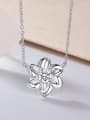 thumb 925 Sterling Silver Cubic Zirconia White Flower Minimalist Lariat Necklace 4