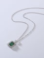 thumb 925 Sterling Silver Cubic Zirconia Green Minimalist Link Necklace 1