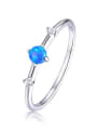 thumb 925 Sterling Silver Synthetic Opal Multi Color Minimalist Band Ring 1