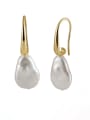 thumb 925 Sterling Silver Freshwater Pearl White Tila Bead Oval Minimalist Single Earring 0