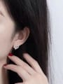 thumb 925 Sterling Silver Cubic Zirconia White Heart Minimalist Stud Earring 2