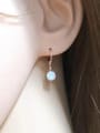 thumb 925 Sterling Silver Synthetic Opal White Minimalist Drop Earring 3