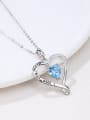 thumb 925 Sterling Silver Cubic Zirconia Blue Minimalist Link Necklace 1